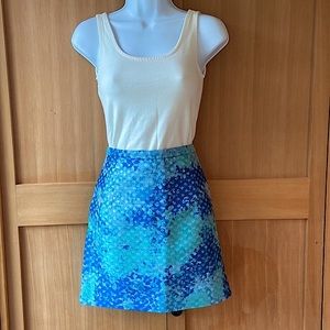 H&M Mini Skirt in Metallic Watercolor Blue
